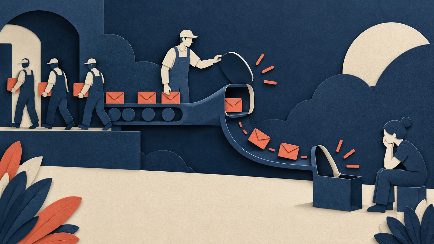 Workers carry messages through a channel while one remaining sender keeps the receiving end open.