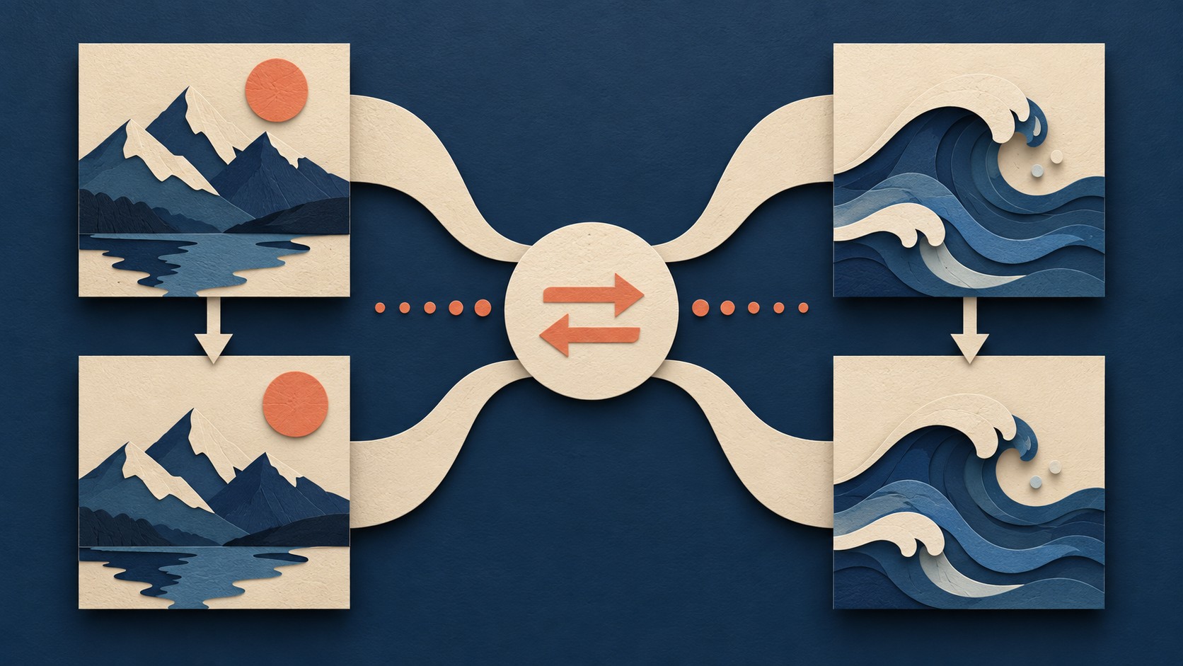 Two different images are checked against each other with arrows, without a fixed reference answer.