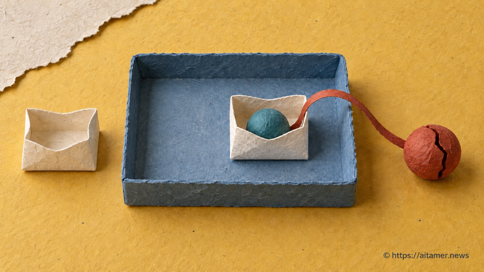 A valid teal bead sits in a nested paper pocket while a cracked rust bead moves outside the surrounding tray.